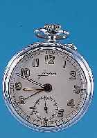 JUNGHANS Herrentaschenuhr Modell Wecker, Ref.-Nr.2008, Deutschland um 1930, Messing verchr., vers. Orig.-Blatt, Geh- u. Weckwerk ein ...