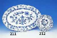 Ovale Platte, Meissen-Teichert, um 1900 Porzellan, Zwiebelmuster, L. 43.5 cm