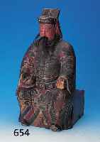 Skulptur, China, um 1900, Holz geschnitzt, bemalt, ca. 52 x 26 cm