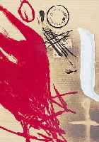 TAPIES, ANTONI, ZWEI FARBLITHOGRAPHIEN, IM STEIN SIGN., CA. 50 X 48 UND 55 X 44 CM