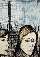 BUFFET, BERNARD, VILLE DE PARIS 1958, FARB- LITHOGRAPHIE, IM STEIN SIGN., CA. 55 X 40 CM
