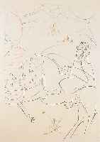 Dali, Salvador, Farb-Kaltnadelradierung, 1975, das Festessen, 186/250 num., handsign., ca. 39,5 x 26,5 cm, unter Glas, Rahmen, Abb. ...