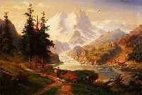 SCHMITZ, CARL LUDWIG, LANDSCHAFTSMALER DES 19. JH., HOCHGEBIRGSSEE MIT WANDERER, ÖL/LWD.,SIGN., 48 X 64 CM, R.