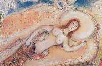 Chagall, Marc, Circe, Granolitho aus Die Odysee, Ed. Daco Stuttgart 1989, ca. 36 x 56 cm, Pp, Doppelblatt mit Bugfalte
