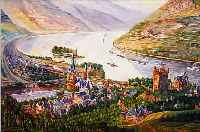 DRIESENER, K., 60ER JAHRE, BINGEN AM RHEIN, ÖL/PAPPE,SIGNIERT, DAT. 1960 72 X 103 CM