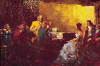 Hoppmann, Hein, Aachener Maler, Das Haus- konzert, Öl/Lwd, li. u. sign., ca. 60 x 80 cm,R.
