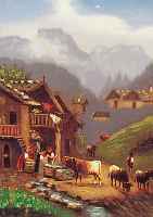 Wolff, H., deutsch, 1841 Detmold/München, zwei Pendants mit Alpenmotiven, 1 x vor dem Bergbauernhof, 1 x Hirte betend vor dem Mar- terl, Öl ...