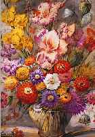 NEBEL, KAY H., ECKERNFöRDE 1888-1953 KASSEL, STILLEBEN MIT SOMMERBLUMEN, AQUARELL/PAPIER, RE. U. MONOGR. UND DAT. 1945, CA. 65 X 50 CM, R., VERSO ...