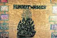 HUNDERTWASSER, FRIEDENSREICH, DECKBLATT ZUR REGENTAG-MAPPE, METALLFOLIENDRUCK AUF HOLZ, NUM. 109/3000, HANDSIGN., CA. 70 X 52 CM, ...