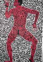 HARING, KEITH, 1958 - 1990, PLAKAT: INTO 84, FARBLITHOGRAPHIE, HANDSIGN., CA. 89 X 59 CM, MIN. KNICKSPUREN AM RAND
