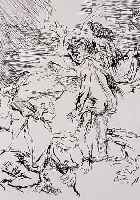 Kokoschka, Oskar, 1886-1980, Ankunft bei Charon, Lithograpie aus der Reihe Aristopha- nes, Die Frösche, ca. 26 x 20 cm, WVZ Wingle Welz Nr. 439