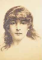Tomba, C., Lithographie, Portrait einer jungen Frau, im Stein sign., 55 x 42.5 cm
