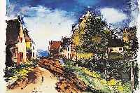 de Vlaminck, Maurice, 1879-1958, Paysage d'ile de France, Farblitho mit Pochoir, Ed. Jacomet Paris 1959, ca. 28,5 x 34,5 cm, PP