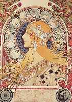 Mucha. Alphone, 1860-1939, Zodiaque, Farb- litho, Ed. Galerie du Centre, num. 267/350, handsigniert von Jiri Mucha, Mourlot Paris 1986, ca. ...