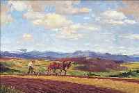 MAYER, H., DEUTSCHER MALER DES 20. JH., PFLüGENDER BAUER IN WEITER LANDSCHAFT, ÖL/ HOLZ, CA. 32 X 47 CM, R., DIESER BESCH.