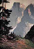 GRABONé, ARNOLD, 1896 MüNCHEN-1981, GEBIRGSLANDSCHAFT, ÖL/LWD, RE. U. SIGN., CA. 80 X 70 CM, R.