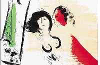 Chagall, Marc, 1887-1985, Farblithografie, ca. 20 x 23 cm, PP, u.Gl., aufwendiger Stuck- rahmen