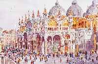 Ospitali,  Ansicht von Venedig, Piazza San Marco, Aquarell auf Papier, li. u. signiert, ca. 29 x 38 cm, ...