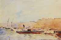 Theynet, Max, Robert, 1870 - 1949, Aquarell, Geneve, Hafendarstellung mit Schif- fen, signiert u. bez., 22 x 29 cm, unter Glas,Rahmen l. ...