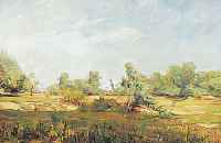 Fiedler, Mannheimer Maler, Weite Landschaft, Öl/Hartfaser, li. u. sign., ca. 60 x 80 cm, R.
