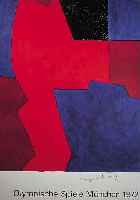 Poliakoff, Serge, Farboffset, Plakat zu den Olympischen Spielen 1972 München, handsigniert, ca. 100 x 63 cm, leichte ...