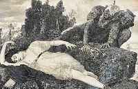 BöCKLIN, ARNOLD, RADIERUNG NACH EINEM GEMäLDE, GEST. VON WEBER, CA. 34 X 45,5 CM