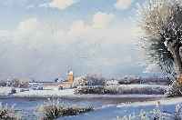 Jenssen, Aage, dänischer Maler der 1. Hälfte des 20. Jh., Verschneite Winterlandschaft, Öl/Lwd, li. u. sign., ca. 45 x 65 cm, R.
