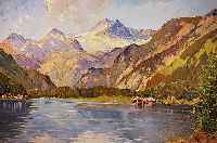 Pilz-Bhlau, Rudolf, deutscher Maler der 1. H„lfte des 20. Jh., Gebirgslandschaft mit See, ™l/Lwd, re. u. sign., ca. 60 x 80 cm,R.
