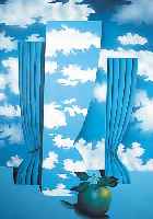 Reuter, K., zeitgenössischer Maler, Blick- winkel, nach Magritte, Acryl/Lwd, re. u. sign.ca. 100 x 80 cm, R.