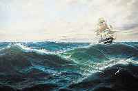 REIMER, KARL, SEGELSCHIFF AUF BEWEGTER SEE, ÖL/LWD, RE. U. SIGN., CA. 64 X 98 CM, R.