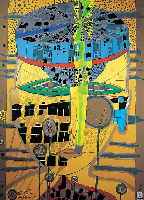 Hundertwasser, Friedensreich, * 1928, Farbserigraphie mit Metallprägung, Ohne of the fire Seamen, Blatt LVX/LXXXVII, handsign. und dat. 7. ...