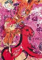 CHAGALL, MARC, KUNSTREITERIN AUF ROTEM PFERDFARBLITHO, CA. 50 X 40 CM, PP
