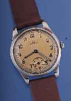 OMEGA Herrenarmbanduhr, Ref.-Nr. 9722087, Schweiz um 1940, Edelstahl, Boden u. Glasrand gedr., Orig.-Blatt u. Zeiger, kl. Sek., Leder-band ...