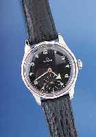 OMEGA Herrenarmbanduhr, Ref.-Nr. 2383-6, Schweiz um 1951, Edelst., Boden geschr., schw.Blatt rest., Werk rotverg., 15 St., Handauf- zug, Kal. ...