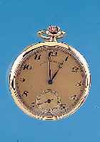 Offene Herrentaschenuhr Lepine, Ref.-Nr. 325256-26, Schweiz um 1925, GG 750/000, außen glatt, Scharnierboden, verg. Blatt, kl. Sek. teilvert., ...
