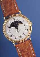 FAVRE-LEUBA Herrenarmbanduhr Modell Mondphase, Ref.-Nr. 1660-51/3876, Schweiz um 1985, Metall hartverg., Edelst.-Boden gedr., bomb. Mineralgl., ...