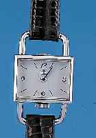 EBEL Damenarmbanduhr, Ref.-Nr. 372/955065, Schweiz um 1970, Edelst., Lederband neu, bü- gelförm. Bandanst., Boden gedr., emailfarb. Blatt, 17 ...