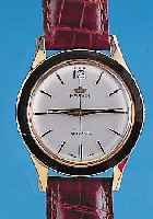 MARVIN Herrenarmbanduhr Modell Automatik, Schweiz um 1956, Metallgeh. hartverg., Edel- st.-Schr.-Boden, vers. Blatt, Krone im Geh. zum Schutz ...
