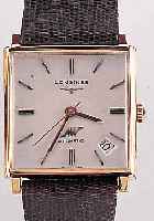 LONGINES HERRENARMBANDUHR MODELL AUTOMATIK, REF.-NR. 7924/6, SCHWEIZ UM 1968, GG 750/000, CARREE-GEH., BODEN GEDR., SCHNELLSCHW. ZEN- TRALSEK., ...