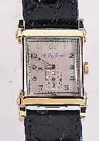 MATHEY TISSOT HERRENARMBANDUHR, REF.-NR. 491843, SCHWEIZ/USA UM 1949, GG 585/000, AUF- WEND. RECT.-FORM M. BET. BANDANST., BODEN GE- DR., ...
