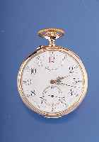 LONGINES Herrentaschenuhr Lepineausführung, Ref.-Nr. 1714753, Schweiz um 1910, GG 750/000,2-teiliges Emailbl., perfekt, rote 12 u. 24, sign., ...