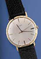 DOXA HERRENARMBANDUHR, REF.-NR. 10365/13, SCHWEIZ UM 1964, GG 585/000, GLASRAND GEDR., VERS. BLATT M. ERHABENEN GOLDENEN ...