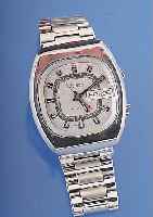 ZODIAC Armbandwecker Modell Automatik, Ref.-Nr. 952803, Schweiz um 1972, Edelstahlmassiv- geh., Edelstahl-Orig.-Band, Zentralsek., Tag u. Datum, 17 ...