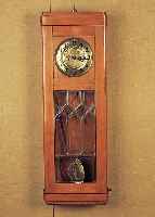 Wanduhr, Gustav Becker, Brauna in Böhmen, um 1925, helles Holzgehäuse, Schwungbereich desPendels facett. verglast, zweigeteiltes Mes- ...