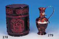 Teedose, China um 1860/70, Bambus gehöhlt, reich geschnitten, in Kartuschen Darst. von Phönix bzw. Figuren in Gartenlandschaft, ...