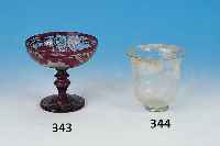 BECHERGLAS, RöMISCH, 2. JH. N. CHR., BODENFUND MIT SCHöNEM LüSTER, H. CA. 8.5 CM, D. CA. 8.5 CM,