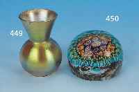 Vase, WMF, Myra, um 1930, optisch geblasen, silbrig-lilagrÜn, produk- tionsbed. kleiner Haarriss innen, sammelw., H ca. 6 cm, seltene Form
