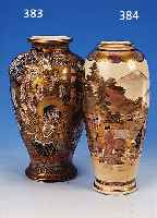VASE, JAPAN, UM 1880-90, STEINGUT, REICH BUNT BEMALT MIT GOLDBROKATSTIL, LEICHT BERIE- BEN, H. CA. 32 CM