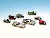 Konvolut 9 Autos, 1 x Serie 1888/1889 und 1803 und 2 x 1818, alte Nostalgie-Lieferwagen und Ford OSi, Chevrolet Corvette und Opel Manta, 80er ...