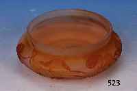 Schale, sign. Gall‚, um 1900, Schichtglas mit orangefarbenen und gelben Einpuderungen, orangerot berfangen, geschnitten und ge- ...